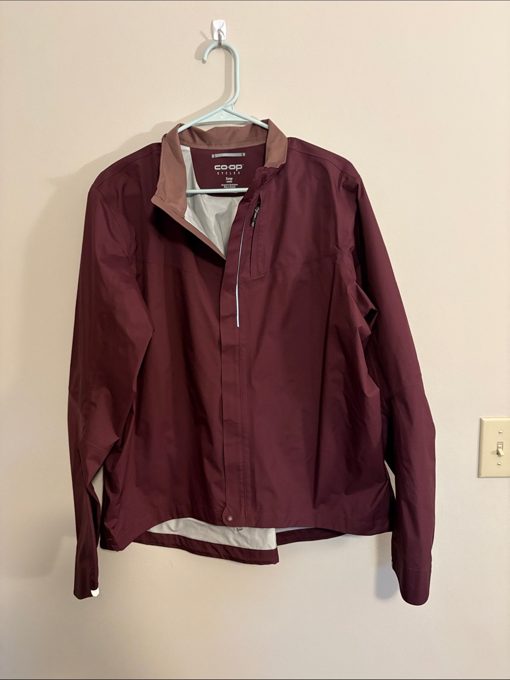 Women’s Maroon Rain Jacket with Stand Collar